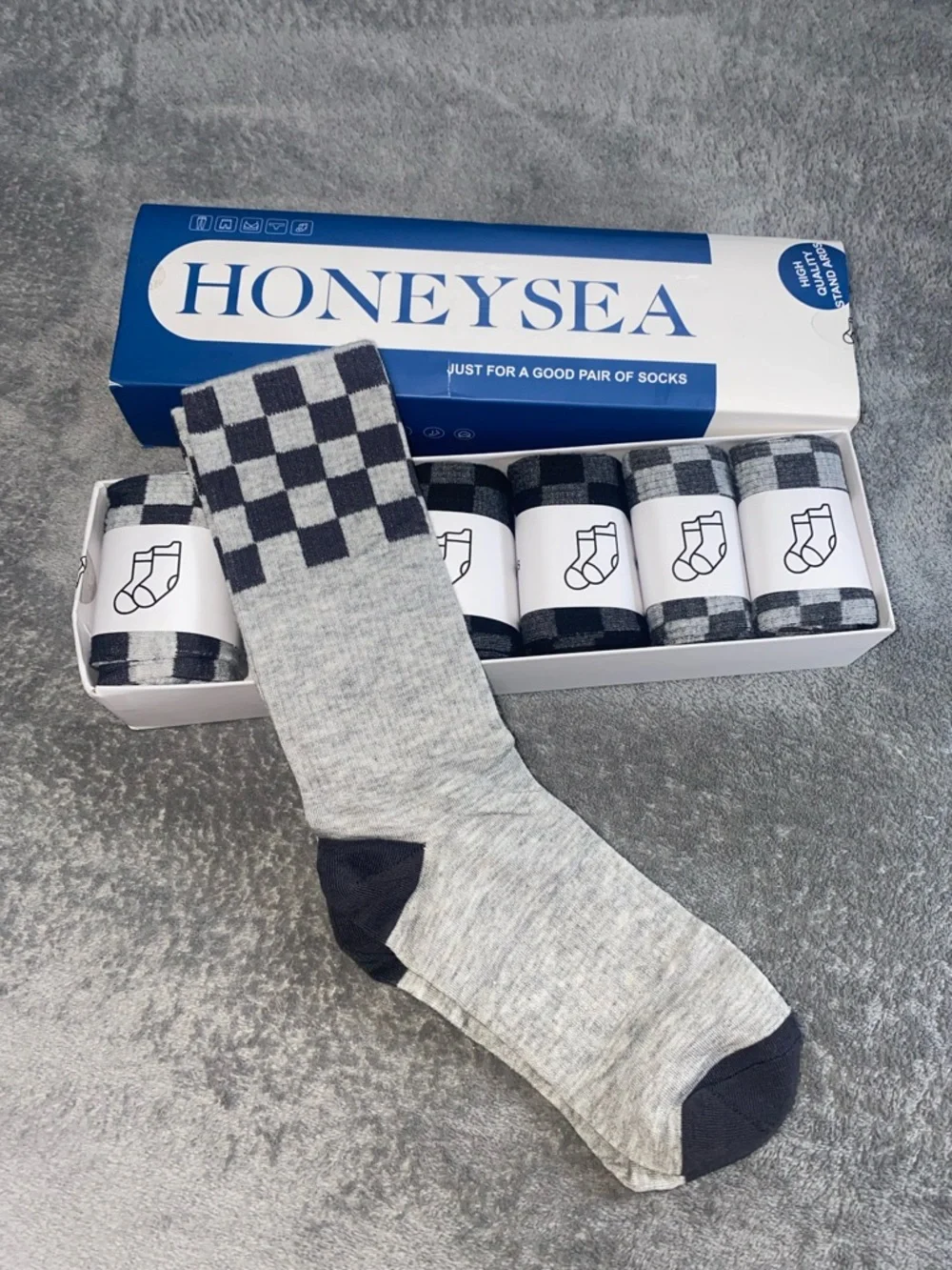 Honeysea 6-Pack Plaid Crew Socks Unisex Gift Set
